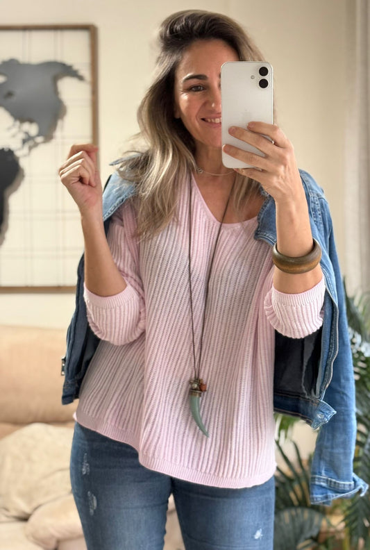 Suéter fino canalé