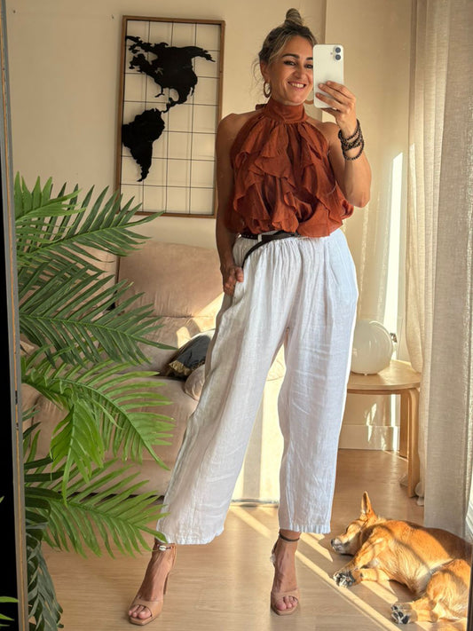 Pantalón Lino con Cinturón